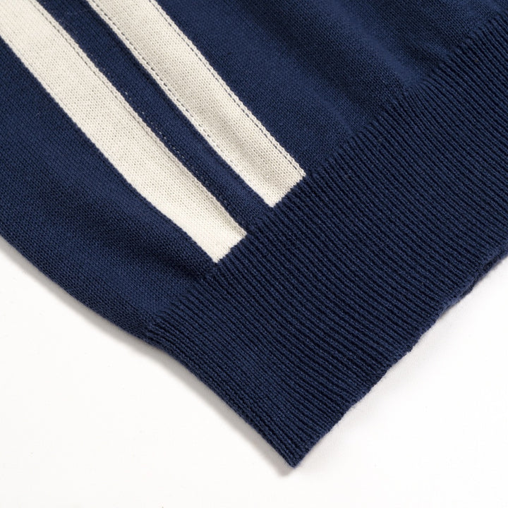 Women's Blue 70s Striped Collegiate Knit Vest Set Dress