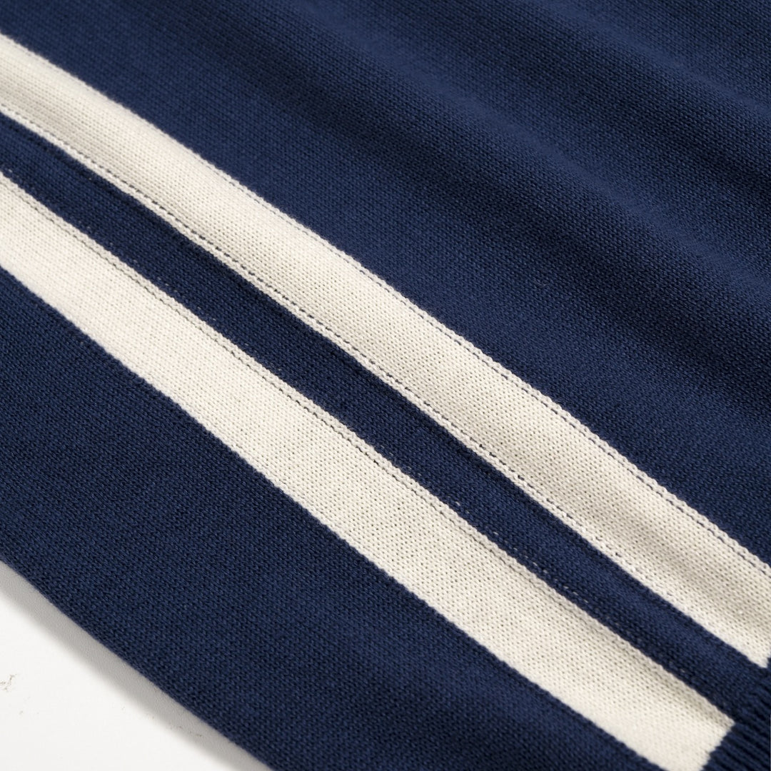 Women's Blue 70s Striped Collegiate Knit Vest Set Dress
