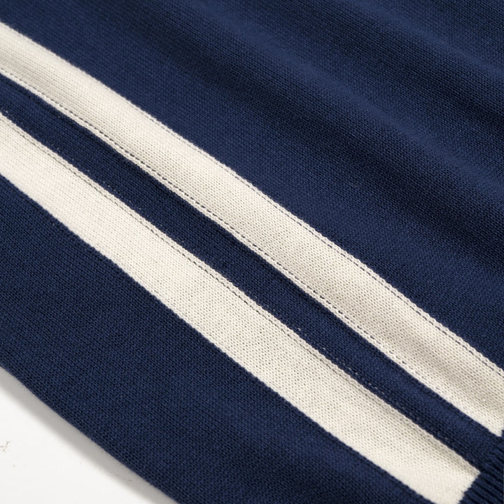 Women's Blue 70s Striped Collegiate Knit Vest Set Dress