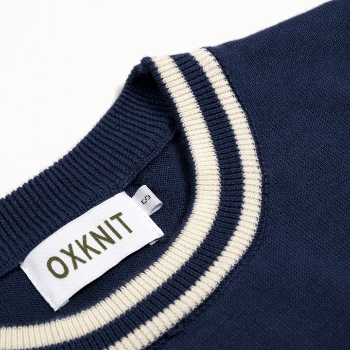 Women's Blue 70s Striped Collegiate Knit Vest Set Dress