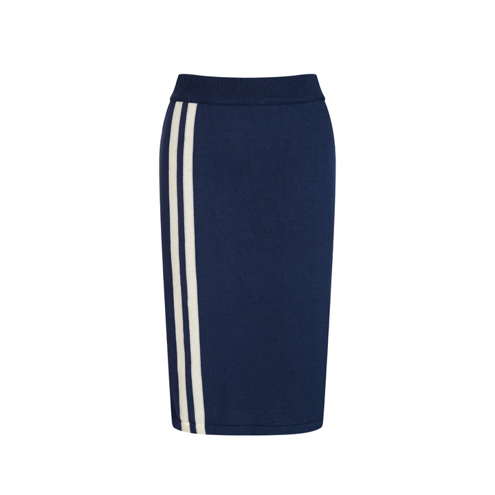 Women's Blue 70s Striped Collegiate Knit Vest Set Dress