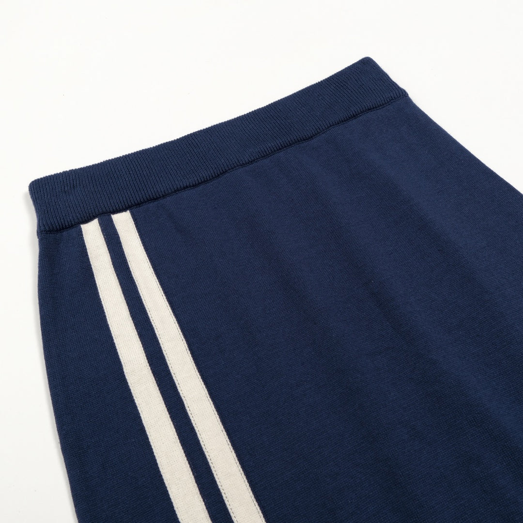 Women's Blue 70s Striped Collegiate Knit Vest Set Dress