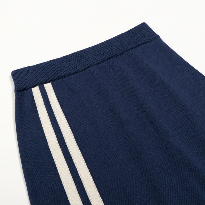 Women's Blue 70s Striped Collegiate Knit Vest Set Dress