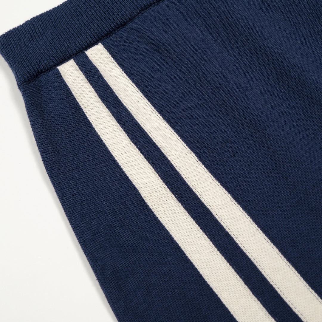 Women's Blue 70s Striped Collegiate Knit Vest Set Dress