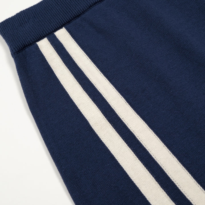 Women's Blue 70s Striped Collegiate Knit Vest Set Dress