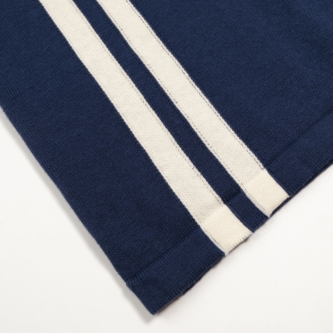 Women's Blue 70s Striped Collegiate Knit Vest Set Dress