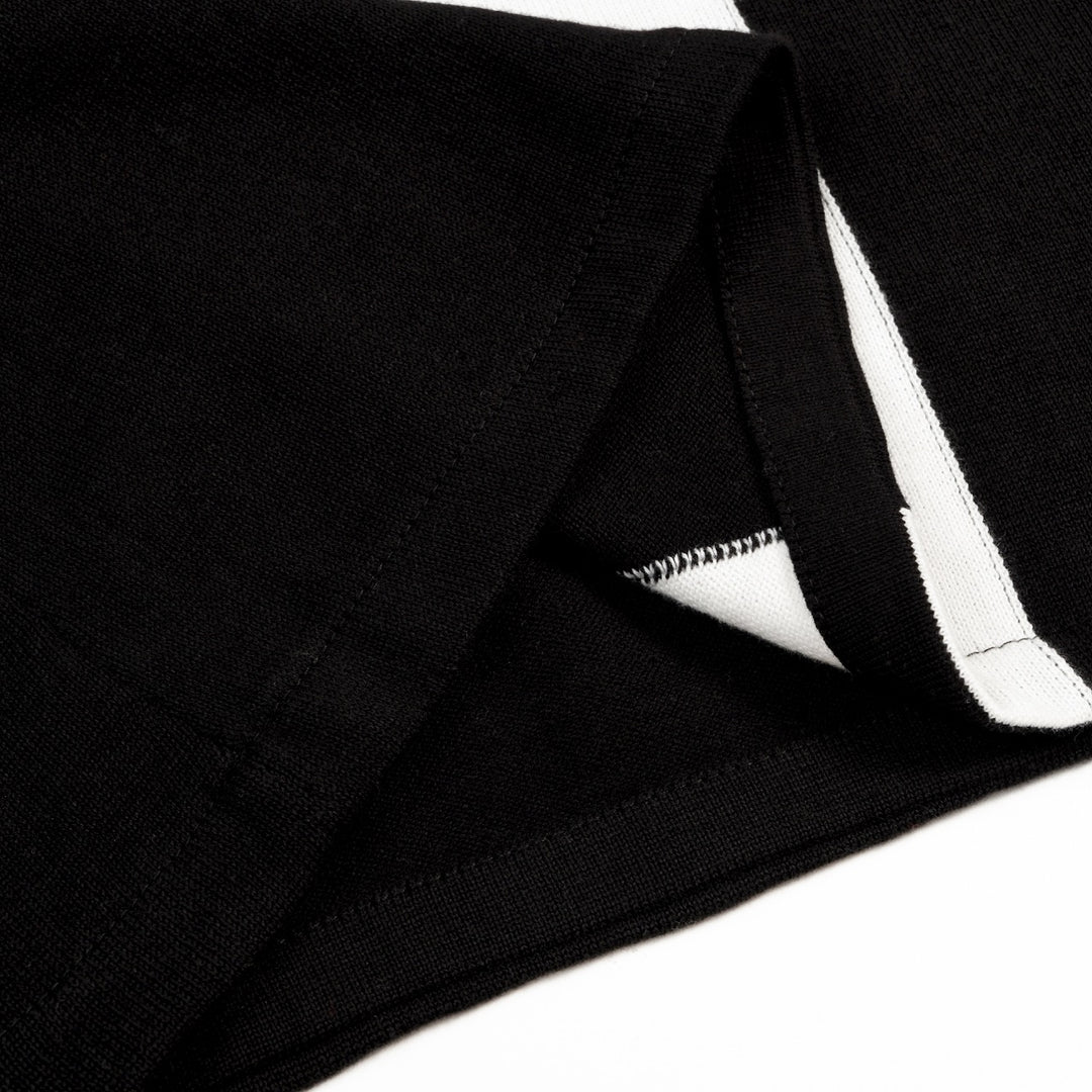 Women's Black 60s Mod Peter Pan Collar Pocket Short-Sleeve Knit Dress
