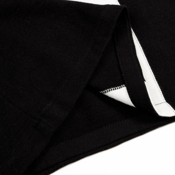 Women's Black 60s Mod Peter Pan Collar Pocket Short-Sleeve Knit Dress