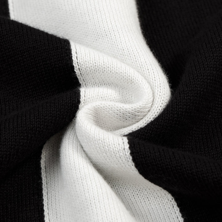 Women's Black 60s Mod Peter Pan Collar Pocket Short-Sleeve Knit Dress