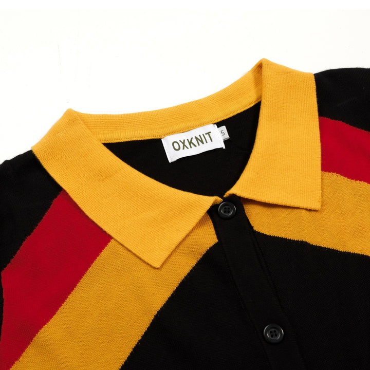 Dames Zwarte 70s Space Age Stijl Korte Mouw Gebreide Jurk met Zak