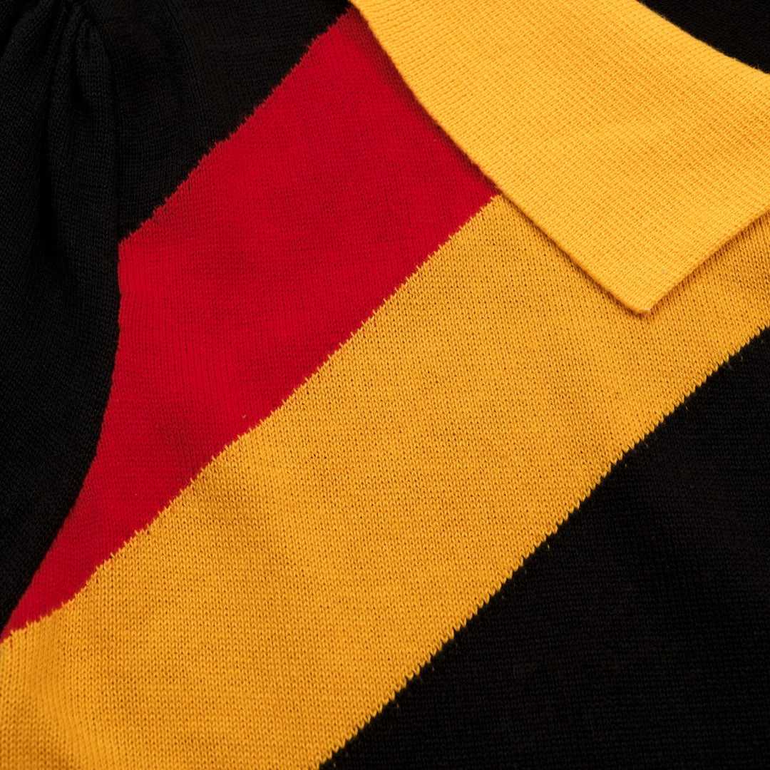 Dames Zwarte 70s Space Age Stijl Korte Mouw Gebreide Jurk met Zak