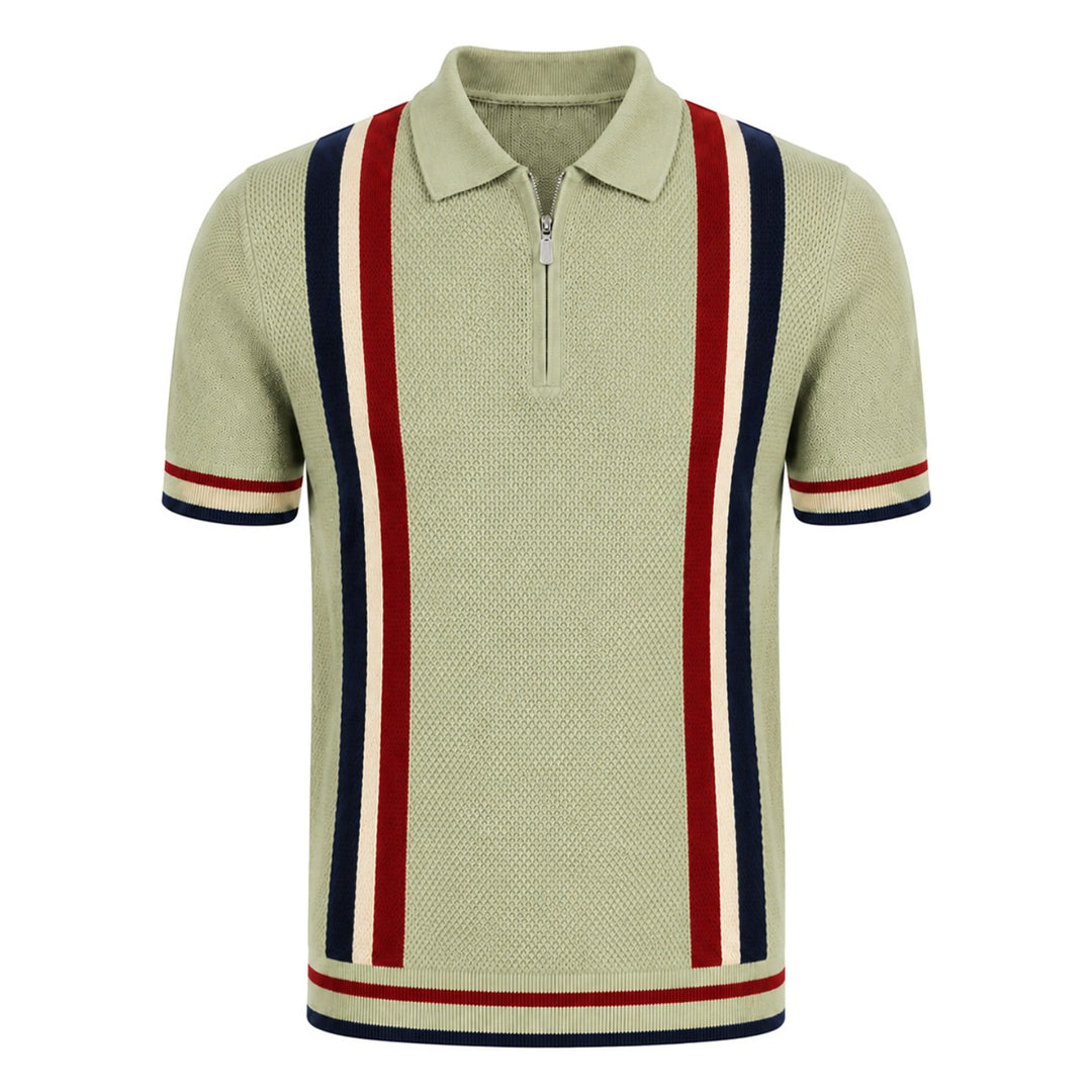 Camiseta de punto jacquard con paisaje azul oscuro para hombre)