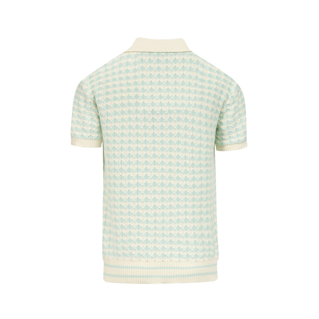 Polo Retro de Malha Verde Menta para Homem