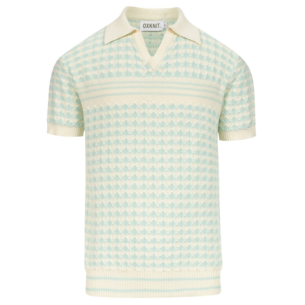 Polo Retro de Malha Verde Menta para Homem