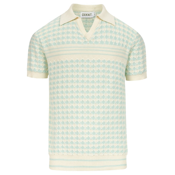 Polo Retro de Malha Verde Menta para Homem