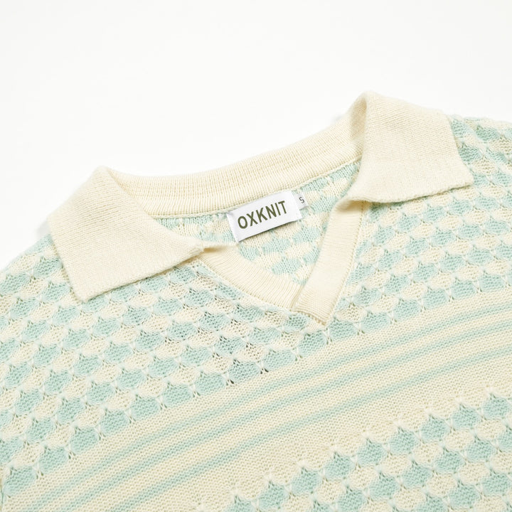 Polo Retro de Malha Verde Menta para Homem