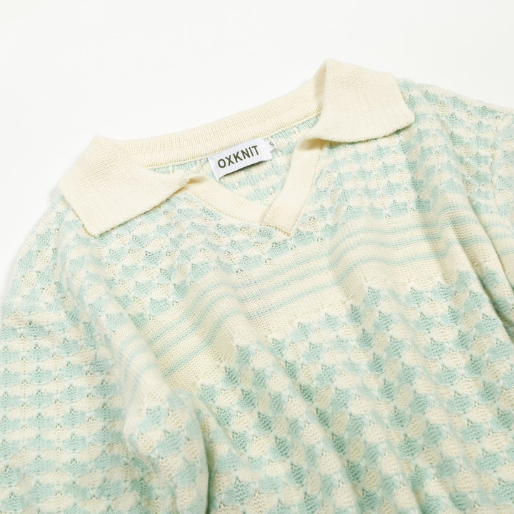 Polo Retro de Malha Verde Menta para Homem