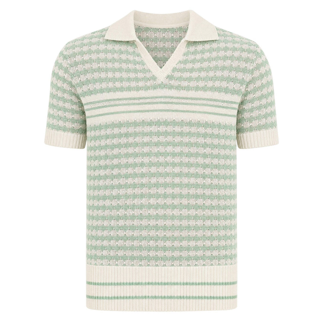 Mørkeblå landskab Jacquard strik T-shirt til mænd)