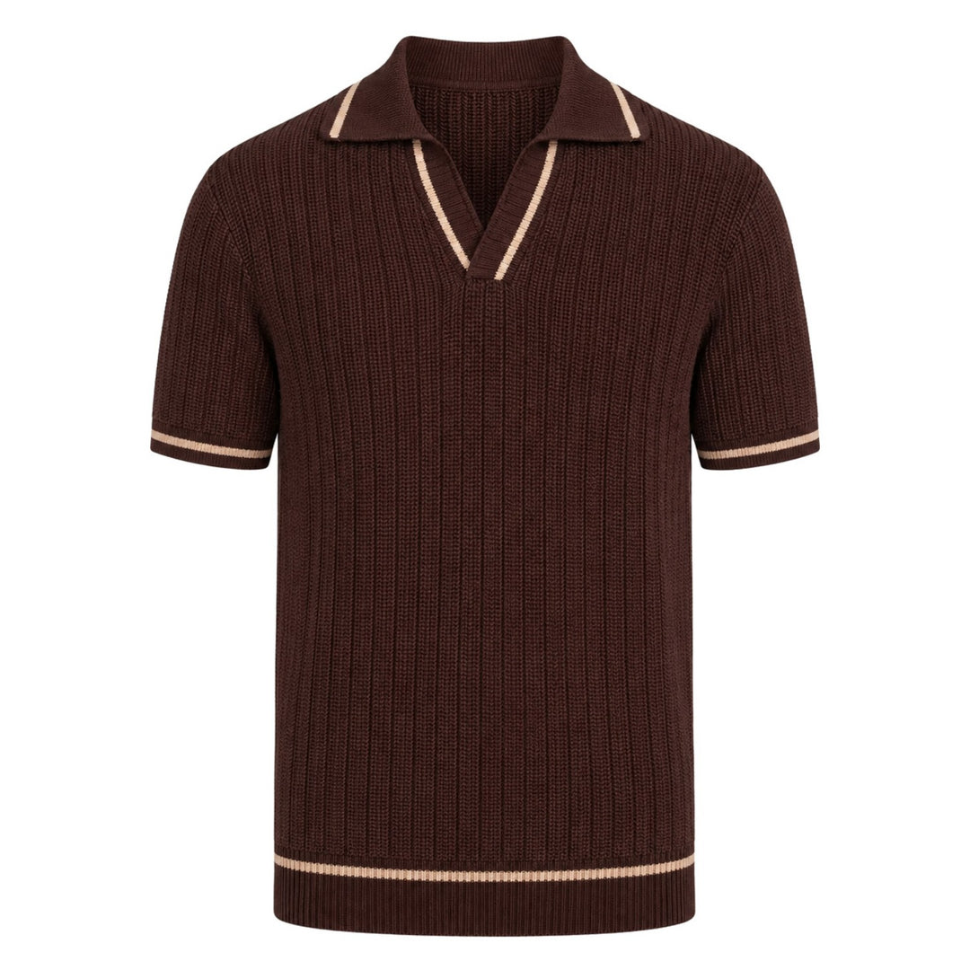 Mørkeblå landskab Jacquard strik T-shirt til mænd)