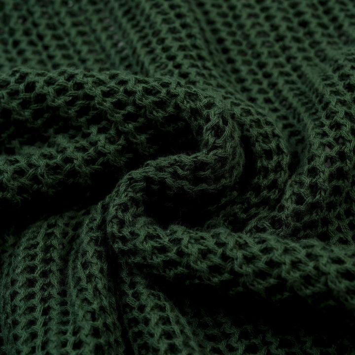 Men’s Green 70s Openwork Resort Knit Polo Collar T-Shirt