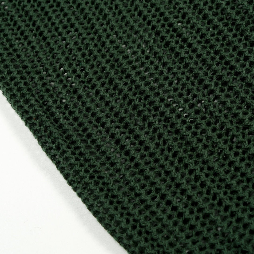 Men’s Green 70s Openwork Resort Knit Polo Collar T-Shirt