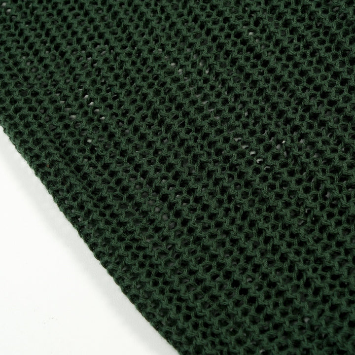 Men’s Green 70s Openwork Resort Knit Polo Collar T-Shirt