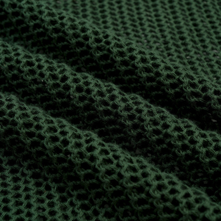 Men’s Green 70s Openwork Resort Knit Polo Collar T-Shirt
