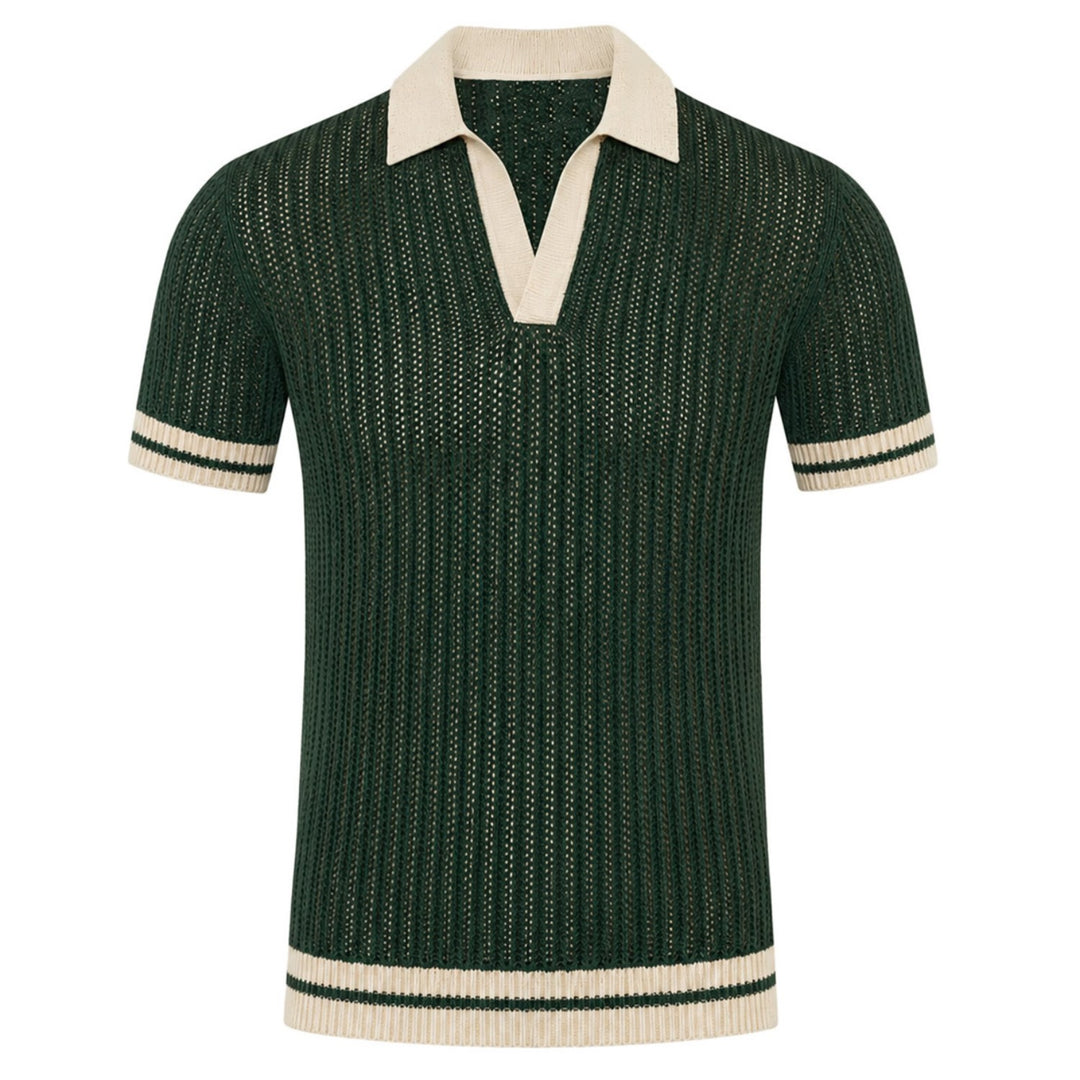 Mørkeblå landskab Jacquard strik T-shirt til mænd)