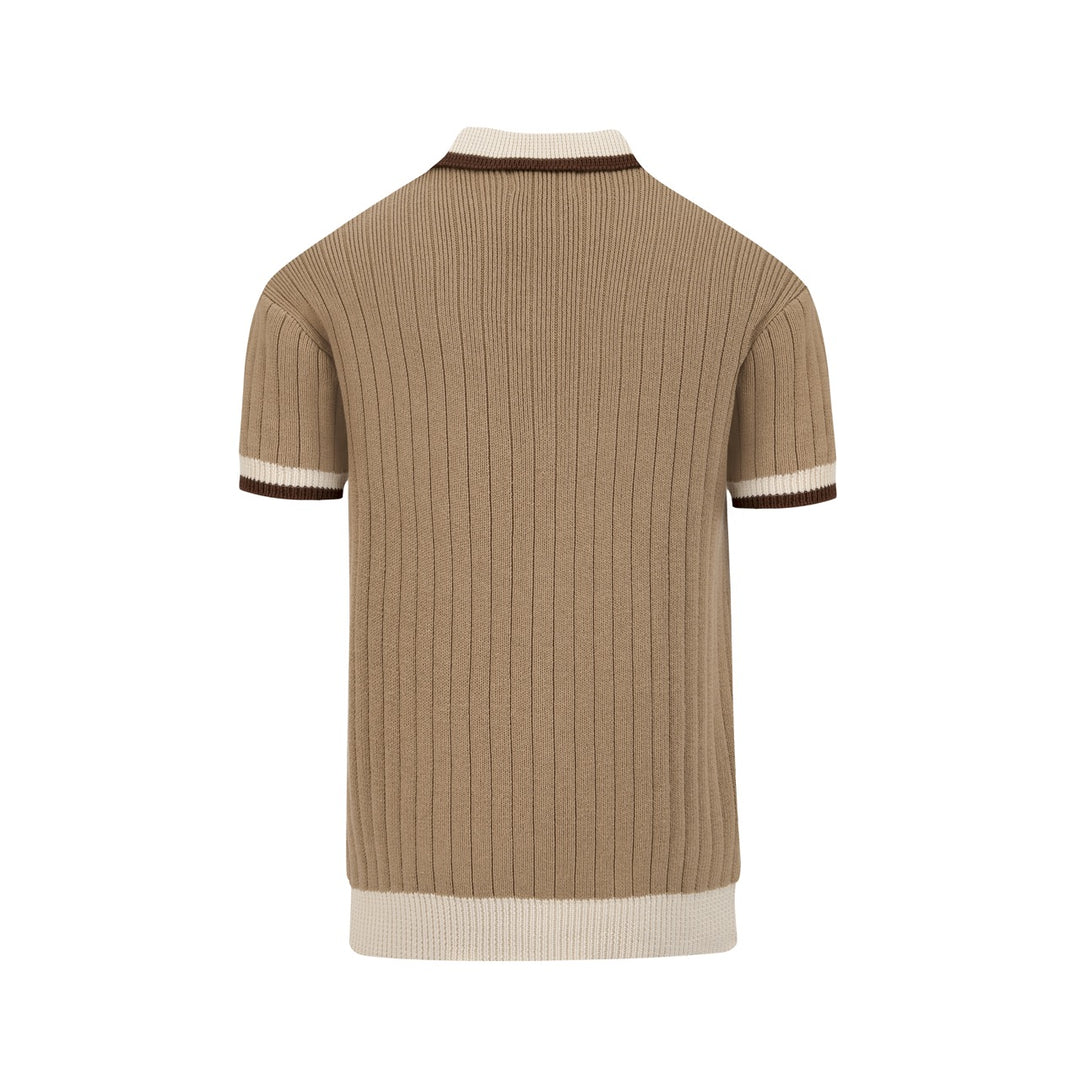 Herre 70'er Retro Old Money Casual Strik Polo Krave T-shirt