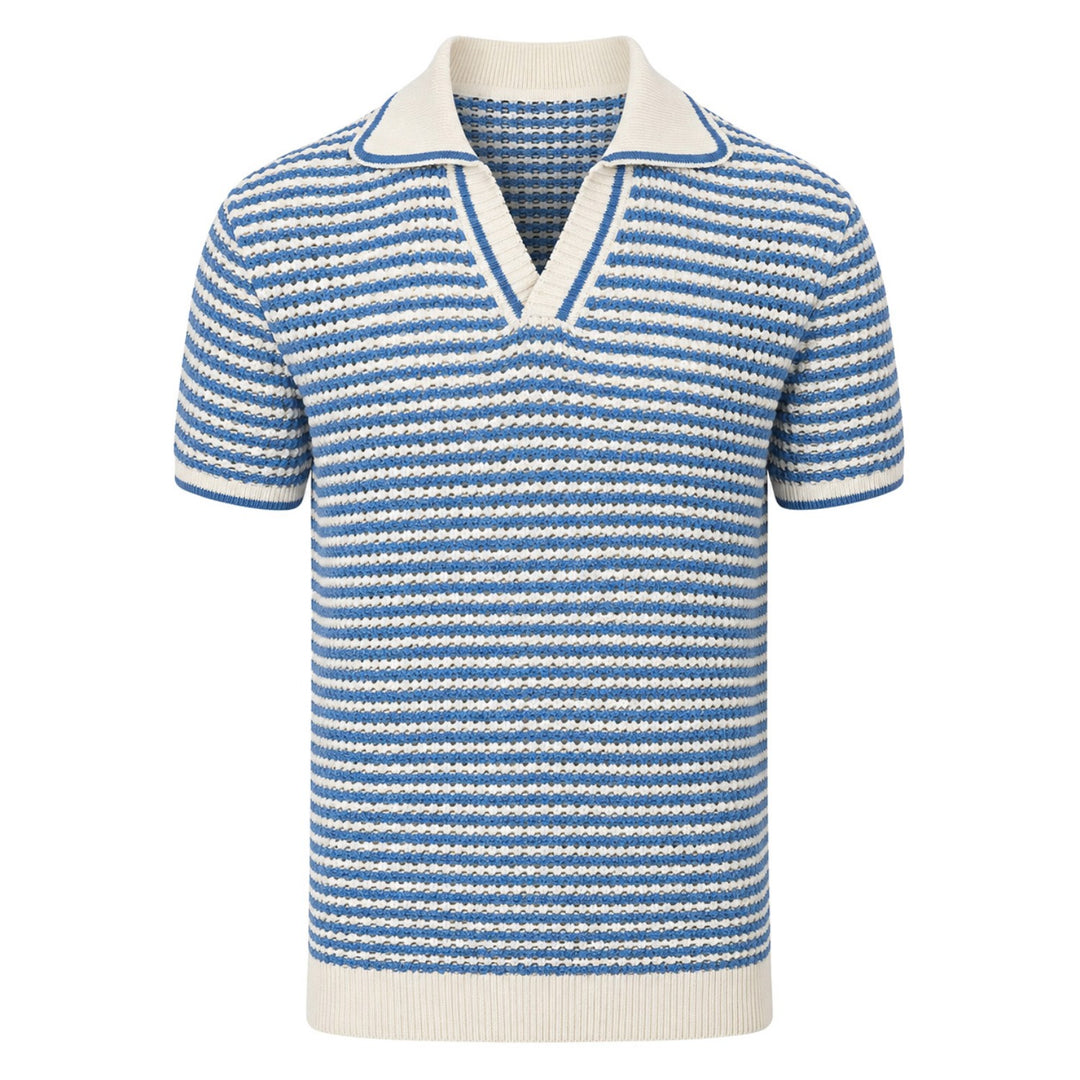 Mørkeblå landskab Jacquard strik T-shirt til mænd)