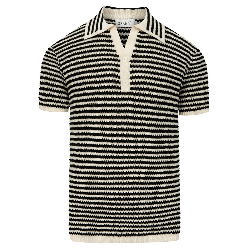 Heren Hollow-Out Mesh Vakantie Stijl Gebreide Polo Kraag T-Shirt