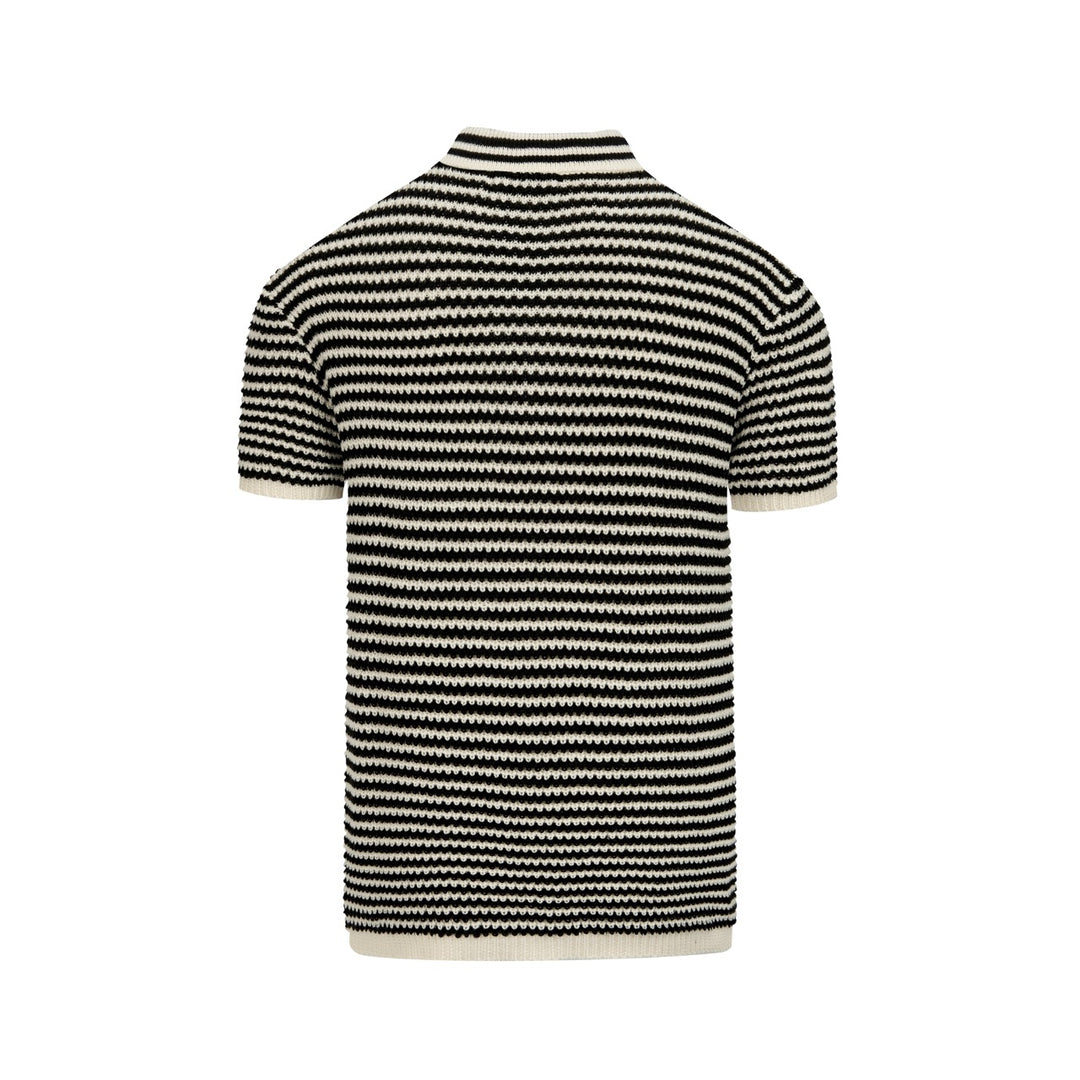 Heren Hollow-Out Mesh Vakantie Stijl Gebreide Polo Kraag T-Shirt