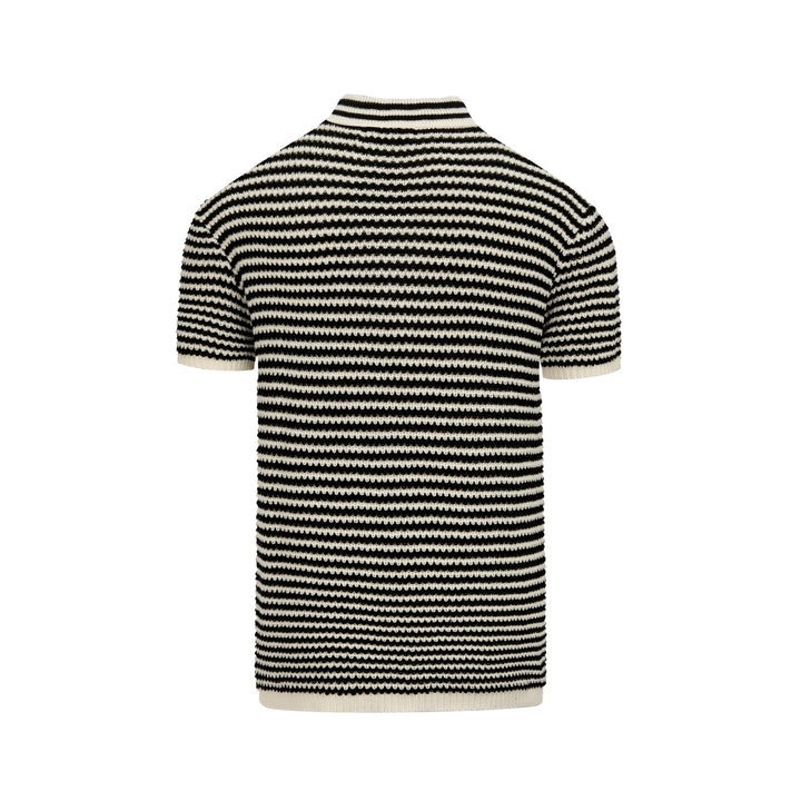 Heren Hollow-Out Mesh Vakantie Stijl Gebreide Polo Kraag T-Shirt