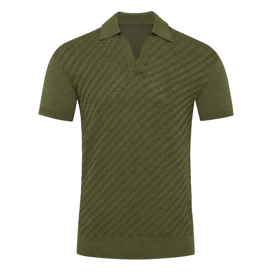 Mørkeblå landskab Jacquard strik T-shirt til mænd)
