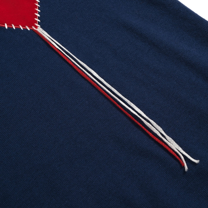 Herren Strick-Poloshirt mit gesticktem Herz in Marineblau