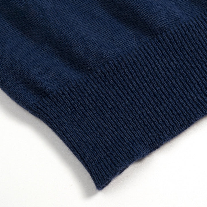 Herren Strick-Poloshirt mit gesticktem Herz in Marineblau