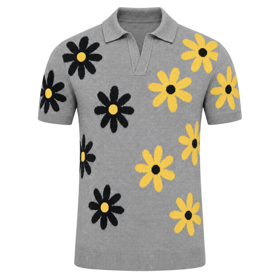 Mørkeblå landskab Jacquard strik T-shirt til mænd)