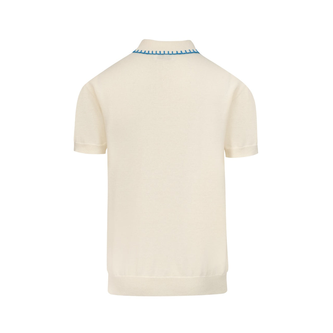 Herre Aprikos Romantisk Patchwork Strik Polo Krave T-shirt