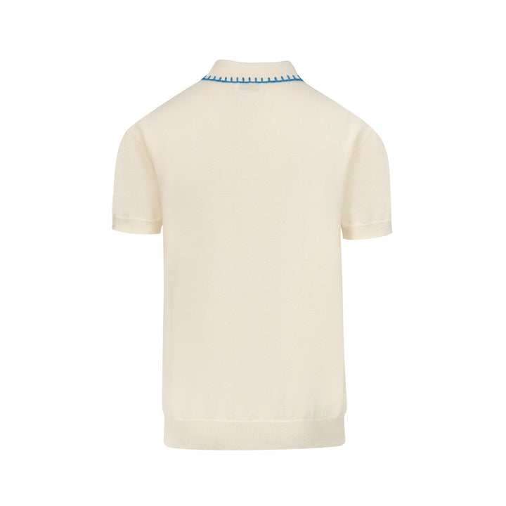 Herre Aprikos Romantisk Patchwork Strik Polo Krave T-shirt