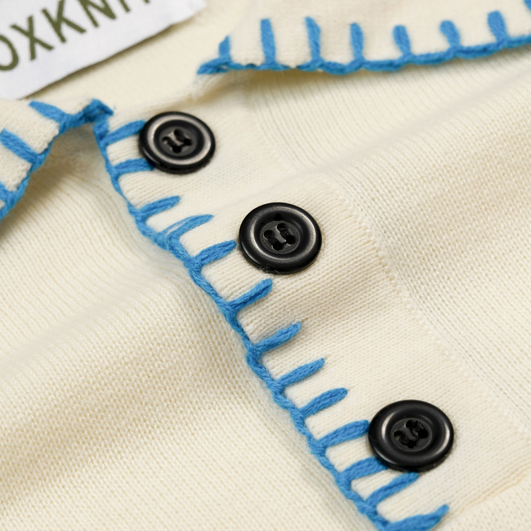 Herre Aprikos Romantisk Patchwork Strik Polo Krave T-shirt