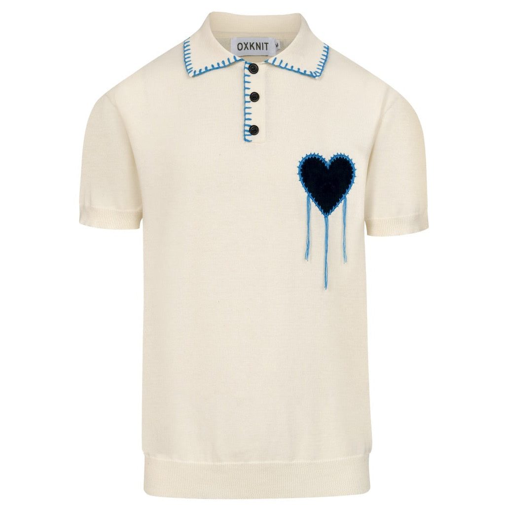 Herre Aprikos Romantisk Patchwork Strik Polo Krave T-shirt