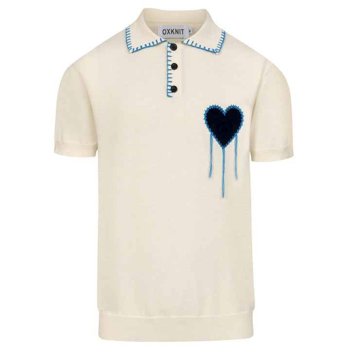 Herre Aprikos Romantisk Patchwork Strik Polo Krave T-shirt