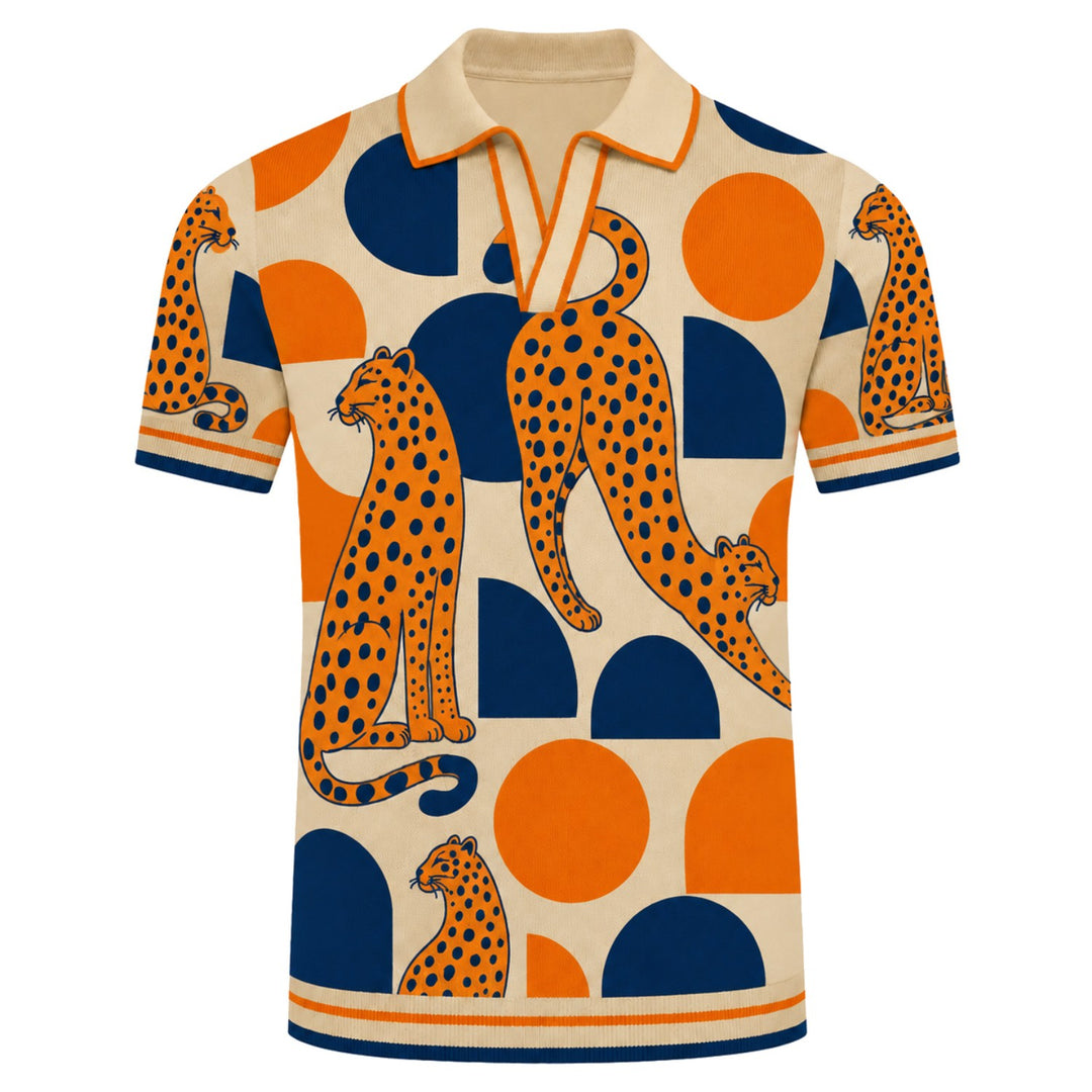 Mørkeblå landskab Jacquard strik T-shirt til mænd)