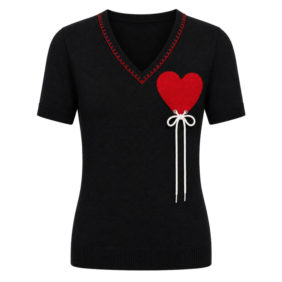 Brunstribet Jacquard strik T-shirt til kvinder