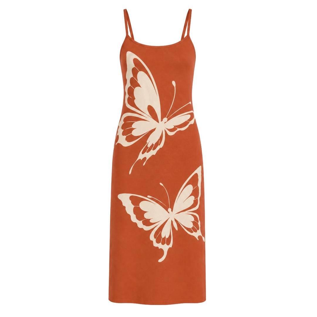 retro butterfly dress Unique Vintage Plus Size Blue & Rainbow Striped Butterfly Cutout Bobbie Swing Dress 2X/20W-22W