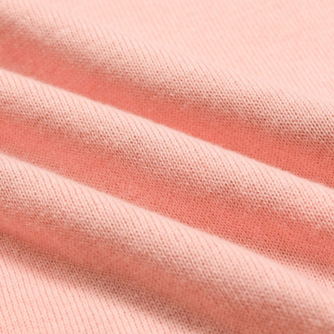 Dame Pink Jacquard Puppy Strik T-shirt - Kort længde