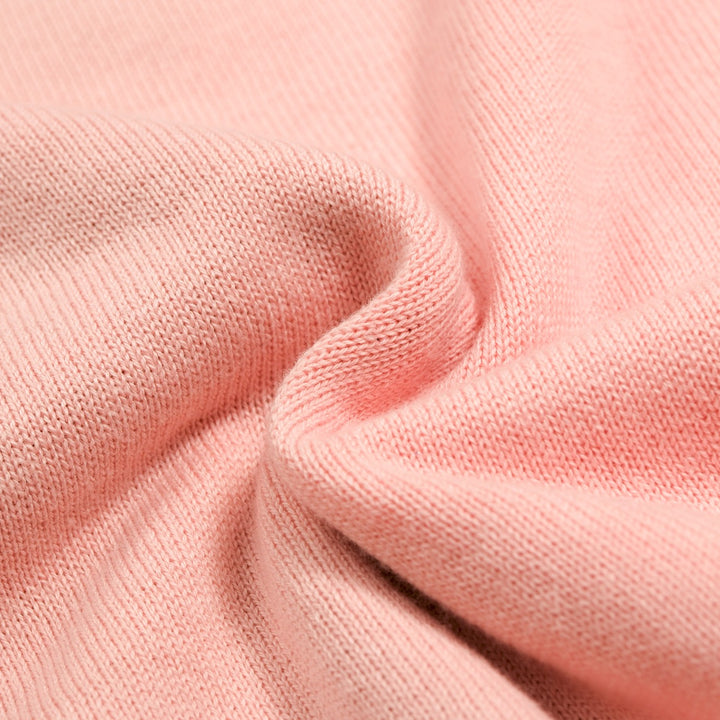 Dame Pink Jacquard Puppy Strik T-shirt - Kort længde