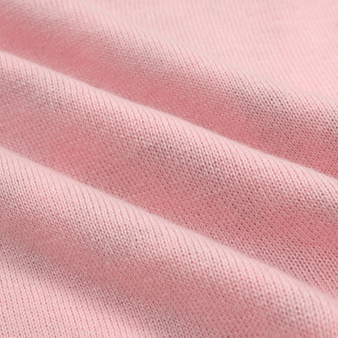 Dames Roze Retro Pop Optische Illusie Jacquard Gebreid T-shirt - Korte Lengte