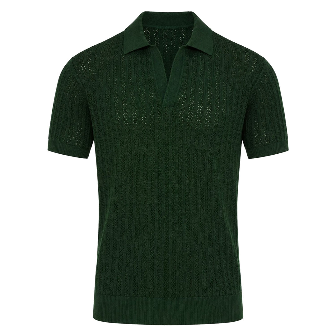 Polo de punto jacquard vintage a rayas color albaricoque para hombre