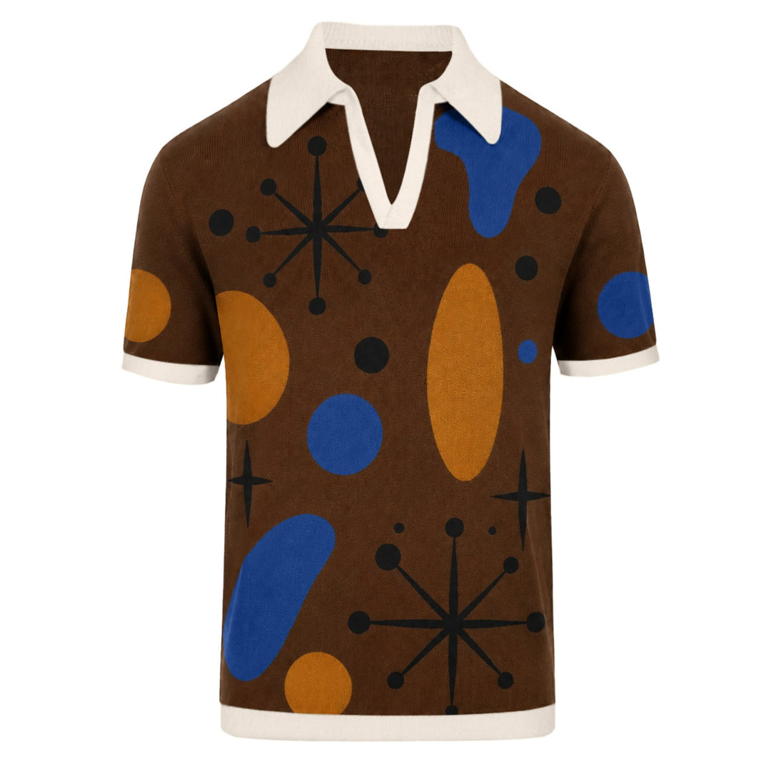 Men’s Brown 70s Space Age Polo Knit Shirt